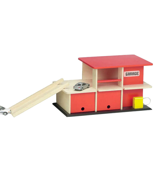 Krea Garage - Hout - 43x24 cm - Rood/Naturel - Krea - OneSize - Racebanen