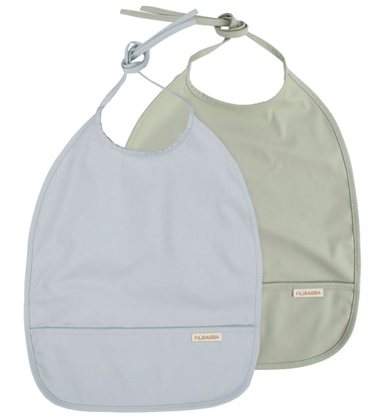Filibabba Slabbetjes m. Zak - PU - 2-pack - Pearl Blue/Desert S - Filibabba - OneSize - Slabbetjes