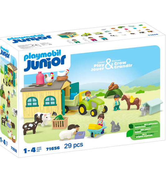 Playmobil Junior - Boerderij m. Tractor - 71656 - 29 Onderdelen - Playmobil - OneSize - Blokken