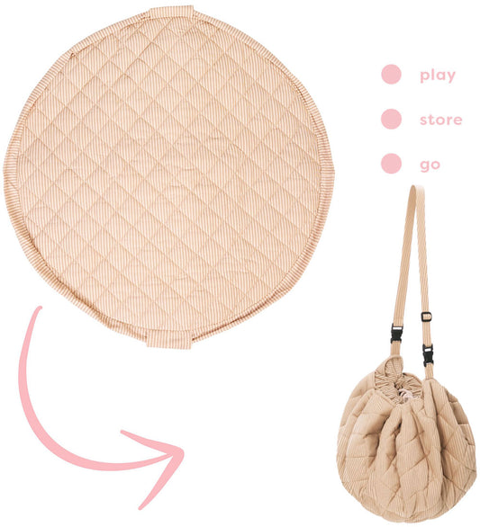 Play&Go Speelmat - Ø120 cm - Soft Organic - Strepen Brown - Play&Go - OneSize - Speelmaten