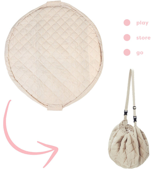 Play&Go Speelmat - Ø120 cm - Soft Organic - Strepen Blue - Play&Go - OneSize - Speelmaten