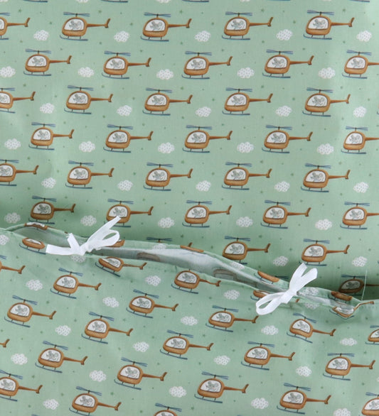 Nørgaard Madsens Beddengoed - Baby - Groen m. Helikopter - Nørgaard Madsens - Baby - Beddengoed - Baby