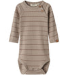 Lil' Atelier Romper l/s - Rib - NbmKail - Puur Kasjmier m. Strep - Lil Atelier - 62 - Rompers Lange Mouw