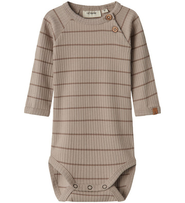 Lil' Atelier Romper l/s - Rib - NbmKail - Puur Kasjmier m. Strep - Lil Atelier - 62 - Rompers Lange Mouw