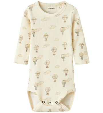 Lil' Atelier Romper l/s - Rib - NbnGavo - Tortelduif/Air BALLON - Lil Atelier - 2 jaar (92) - Rompers Lange Mouw