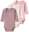 Name It Romper l/s - Noos - NbfBody - 3-pack - Nauwelijks Roze - Name It - 3 jaar (98) - Rompers Lange Mouw
