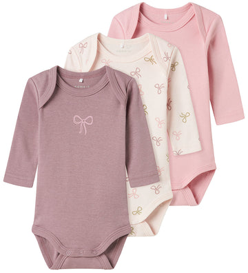 Name It Romper l/s - Noos - NbfBody - 3-pack - Nauwelijks Roze - Name It - 3 jaar (98) - Rompers Lange Mouw