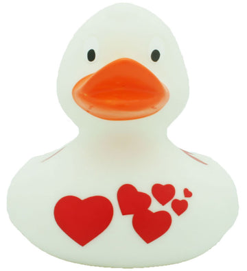 Rubber Eend - Wit m. Rode harten - Badeand - OneSize - Badspeelgoed
