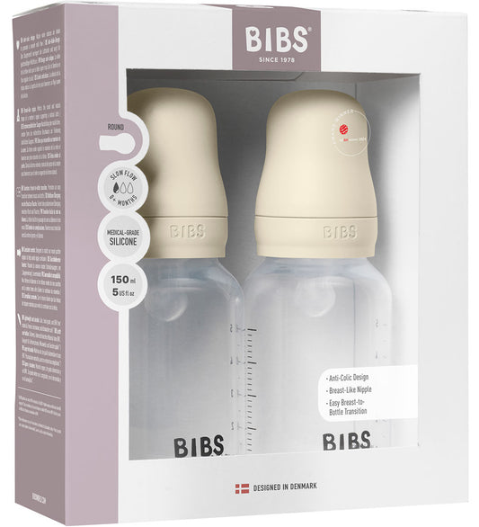 BIBS Babyflesje - 2-pack - 150 ml - PP/Silicone - Ivory - BIBS - OneSize - Babyflesjes