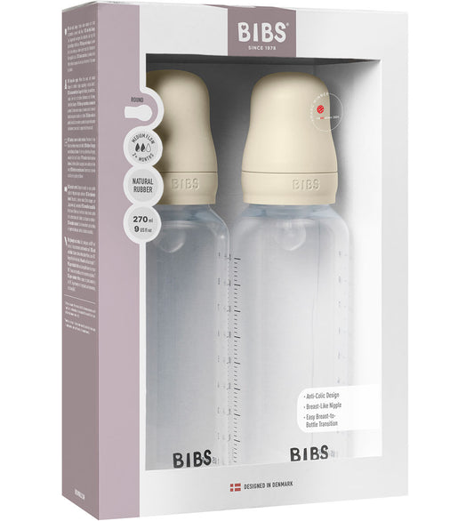 BIBS Babyflesje - 2-pack - 270 ml - PP/Silicone - Ivory - BIBS - OneSize - Babyflesjes