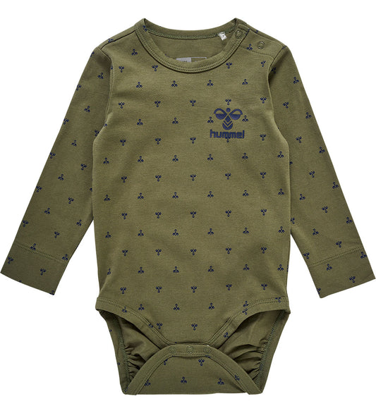 Hummel Romper l/s - hmlBeesy - Olivine m. Logo - Hummel - 1½ jaar (86) - Rompers Lange Mouw
