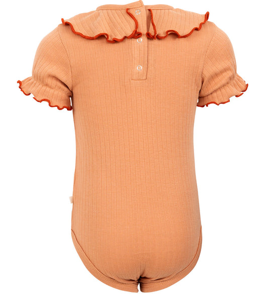 Minimalisma Romper s/s - Rib - Neuriën - Peach - Minimalisma - 74 - Rompers Korte Mouw