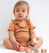 Minimalisma Romper s/s - Rib - Neuriën - Peach - Minimalisma - 74 - Rompers Korte Mouw