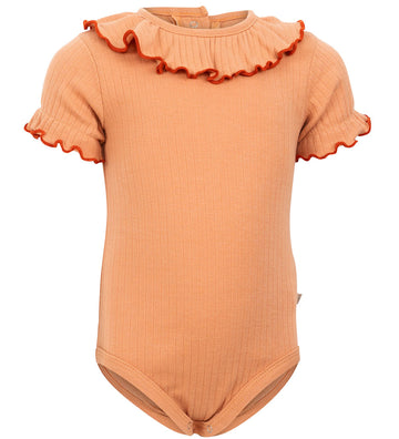 Minimalisma Romper s/s - Rib - Neuriën - Peach - Minimalisma - 74 - Rompers Korte Mouw