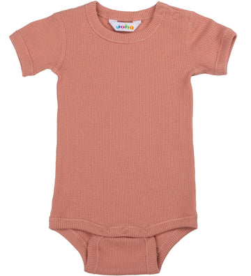 Joha Romper s/s - Rib - Zalm - Joha - 50 - Rompers Korte Mouw