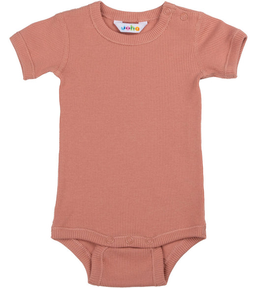 Joha Romper s/s - Rib - Zalm - Joha - 50 - Rompers Korte Mouw