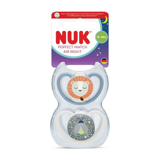Fopspeen Perfect Match Air Night Leeuw/Vuurvlieg 18-36mnd 2-pack