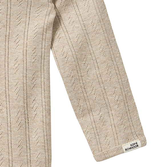 Sofie Schnoor Romper l/s - DicteSB - Beige m. Pointelle - Sofie Schnoor - 74 - Rompers Lange Mouw