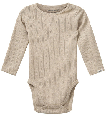 Sofie Schnoor Romper l/s - DicteSB - Beige m. Pointelle - Sofie Schnoor - 74 - Rompers Lange Mouw