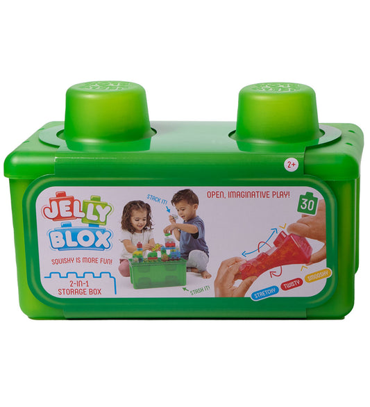 Jelly Blox Opbergbox m. Blokken - 2-in-1 - 30 Onderdelen - Groen - Jelly Blox - OneSize - Blokken