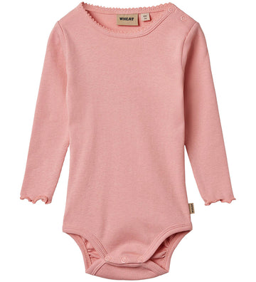 Wheat Romper l/s - Rib - Regitz - Rose - Wheat - 62 - Rompers Lange Mouw