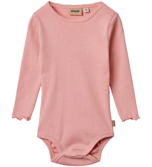 Wheat Romper l/s - Rib - Regitz - Rose - Wheat - 62 - Rompers Lange Mouw