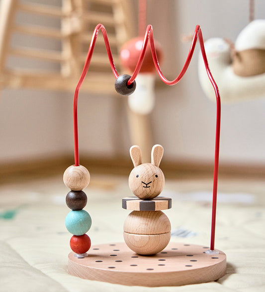 OYOY Telraam - Circus Rabbit - Hout - Nature/Cherry Red - OYOY - OneSize - Activiteitenspeelgoed