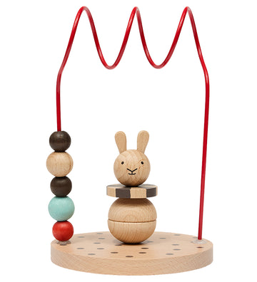 OYOY Telraam - Circus Rabbit - Hout - Nature/Cherry Red - OYOY - OneSize - Activiteitenspeelgoed
