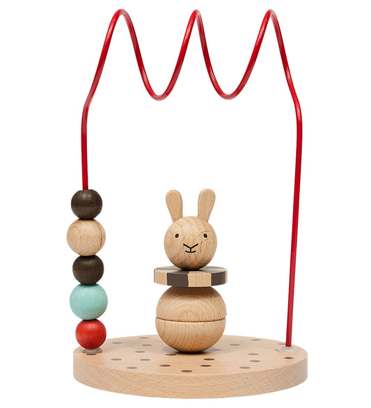 OYOY Telraam - Circus Rabbit - Hout - Nature/Cherry Red - OYOY - OneSize - Activiteitenspeelgoed