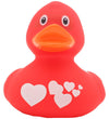 Rubber Eend - Rood Eend m. Witte Harten - Badeand - OneSize - Badspeelgoed