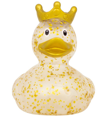 Rubber Eend - Eend m. Kroon - Glitter Goud - Badeand - OneSize - Badspeelgoed