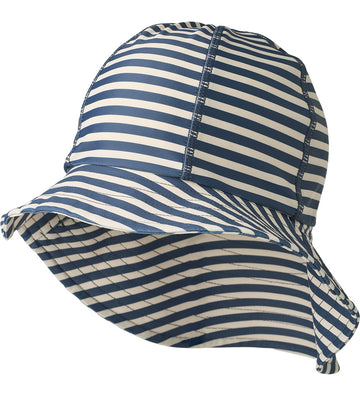 Wheat Zonnehoed - UV40+ - Bora - Blue Stripe - Wheat - 52-53 cm - Zwemhoedjes
