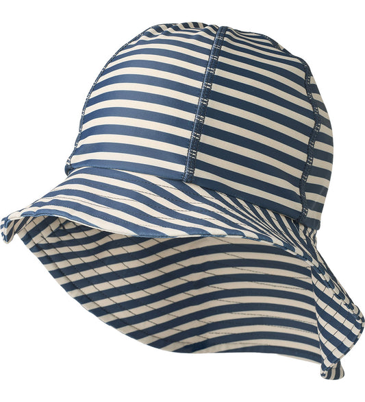 Wheat Zonnehoed - UV40+ - Bora - Blue Stripe - Wheat - 54-55 cm - Zwemhoedjes