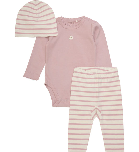 Fixoni Set - Leggings/Muts/Romper l/s - Shadow Grijs - Fixoni - 74 - Rompers Lange Mouw