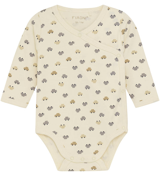 Fixoni Wikkelromper l/s - Windwijzer m. Auto's - Fixoni - 1 jaar (80) - Rompers Lange Mouw