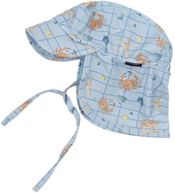 Mikk-Line Zonnehoed - UV50+ - Vervaagd Denim m. Ruiten/Print - Mikk-Line - 98/104 - Zwemhoedjes