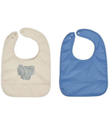OYOY Slabbetjes - 2-pack - Erik Elephant - Beige/Blue - OYOY - OneSize - Slabbetjes