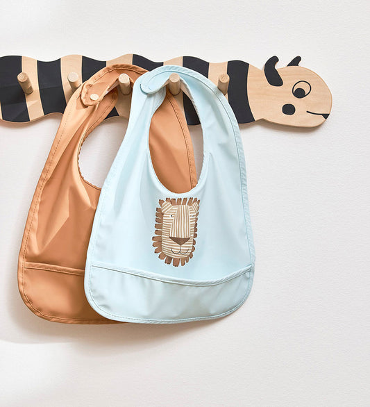 OYOY Slabbetjes - 2-pack - Lobo Lion - Caramel/Ice Blue - OYOY - OneSize - Slabbetjes