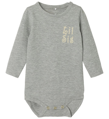 Name It Romper l/s - NbfLaby - Grey Melange - Name It - 74 - Rompers Lange Mouw