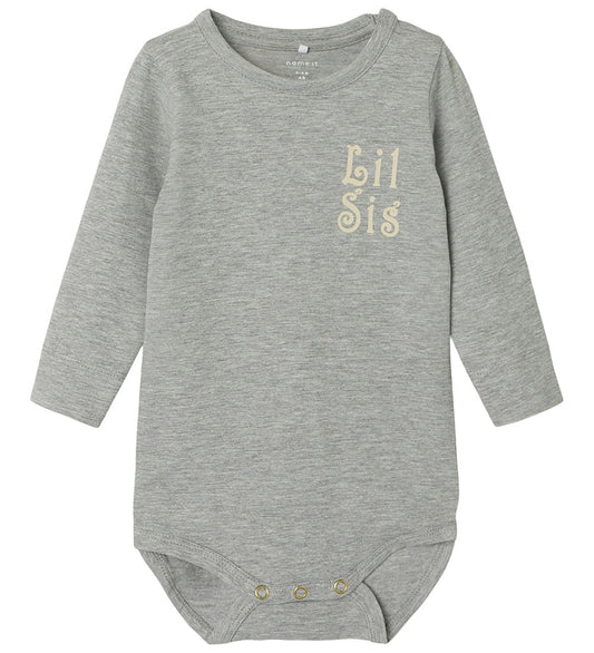 Name It Romper l/s - NbfLaby - Grey Melange - Name It - 74 - Rompers Lange Mouw
