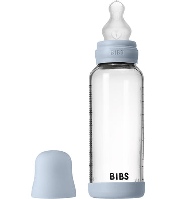 BIBS Babyflesje - 240 ml - Glas/Silicone - Baby Blue - BIBS - OneSize - Babyflesjes