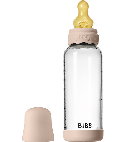 BIBS Bohemen Babyflesje - 240 ml - Glas/Natuurlijk Rubber - Blus - BIBS - OneSize - Babyflesjes