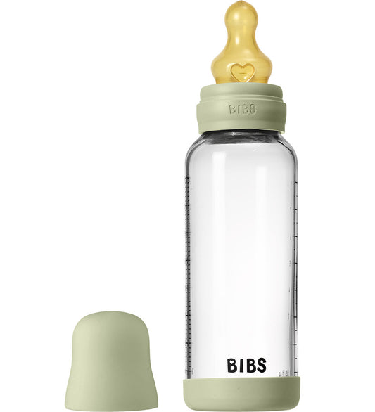 BIBS Babyflesje - 240 ml - Glas/Natuurlijk Rubber - Sage - BIBS - OneSize - Babyflesjes