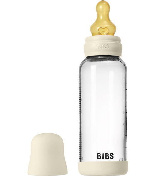 BIBS Babyflesje - 240 ml - Glas/Natuurlijk Rubber - Ivory - BIBS - OneSize - Babyflesjes