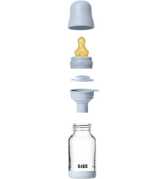 BIBS Babyflesje - 120 ml - Glas/Natuurlijk Rubber - Baby Blue - BIBS - OneSize - Babyflesjes