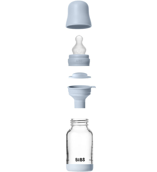 BIBS Babyflesje - 120 ml - Glas/Silicone - Baby Blue - BIBS - OneSize - Babyflesjes