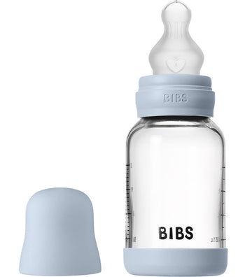 BIBS Babyflesje - 120 ml - Glas/Silicone - Baby Blue - BIBS - OneSize - Babyflesjes