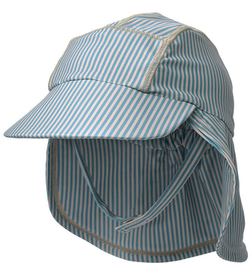 Wheat Zonnehoed - Tonga - UV40+ - Blue Zwemmen Stripe - Wheat - 44-47 cm - Zwemhoedjes