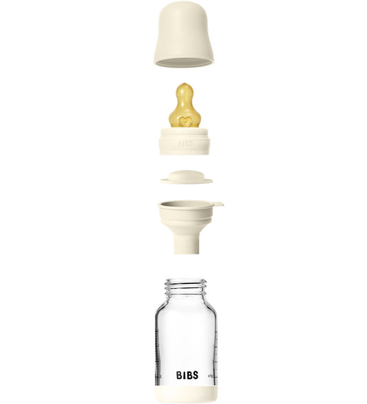 BIBS Babyflesje - 120 ml - Glas/Natuurlijk Rubber - Ivory - BIBS - OneSize - Babyflesjes