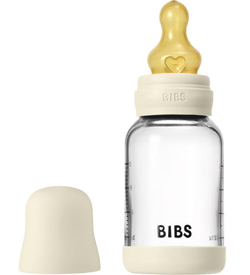 BIBS Babyflesje - 120 ml - Glas/Natuurlijk Rubber - Ivory - BIBS - OneSize - Babyflesjes